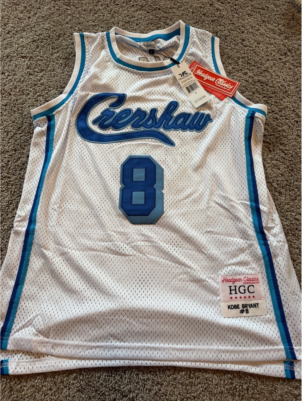 Headgear Classics Kobe Bryant Crenshaw White Basketball Jersey Size Small